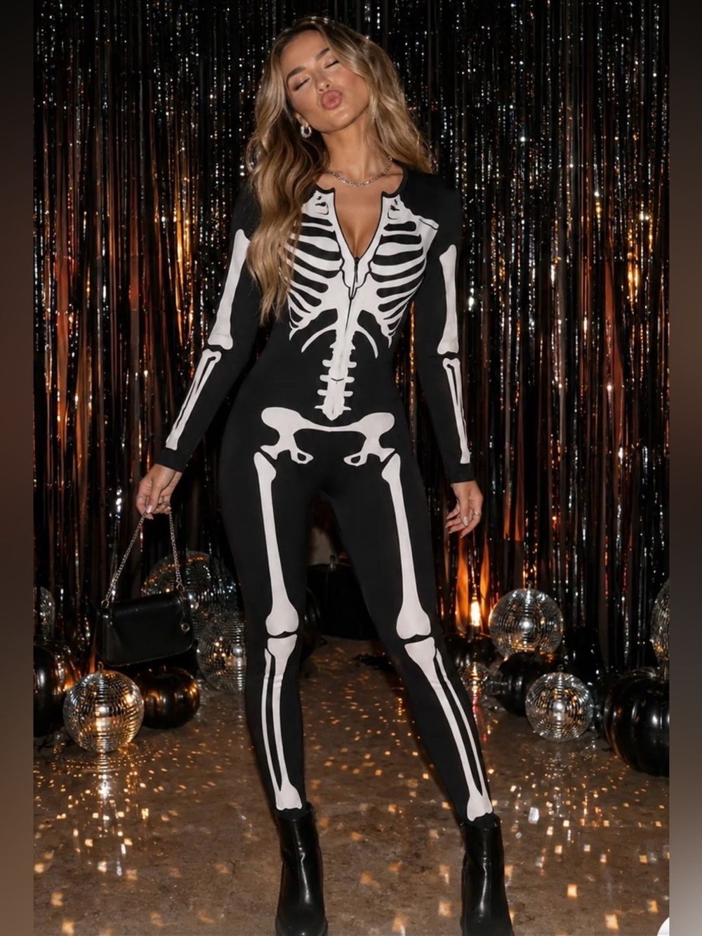 Tipsy Elves Sexy Skeleton Jumpsuit NWT Sz XS Ret $79.95